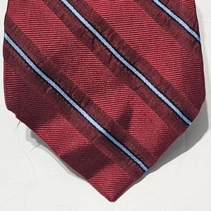 Claiborne Red with blue Striped 100% Imported Silk Hand Made Tie